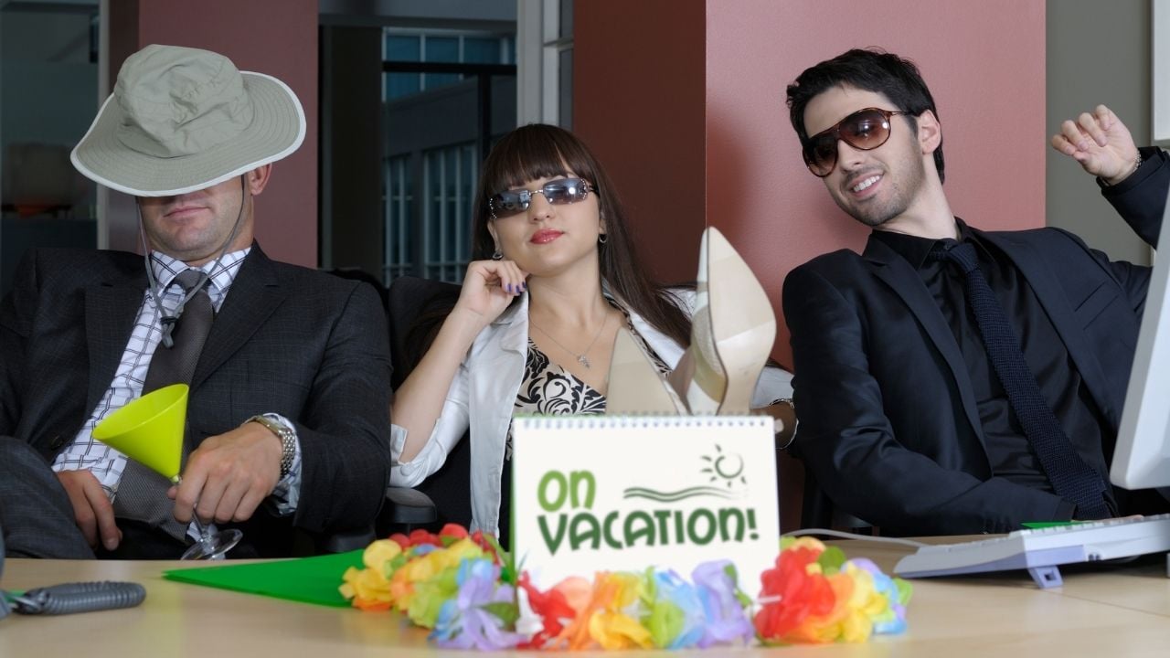 three employees on vacation